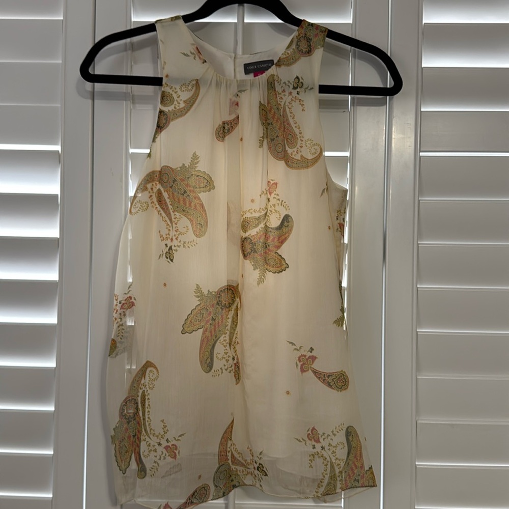 Like 🆕 Vince Camuto Sleeveless Sheer Lined Blouse, Size XS